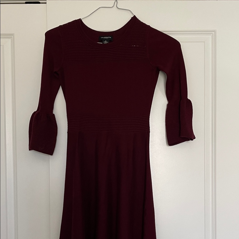 Liz Claiborne Deep Red Long Sleeve Dress